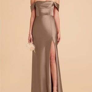Birdy Grey Mia Dress Shiny Satin Mocha - Small